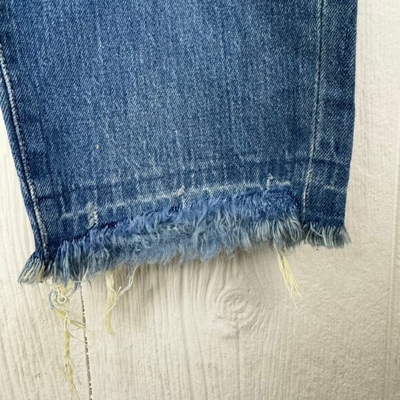 Good American Mid Rise Mom Jeans Sz 4 or 27 Casual Raw Hem Indiago 114 Cropped - Picture 6 of 11